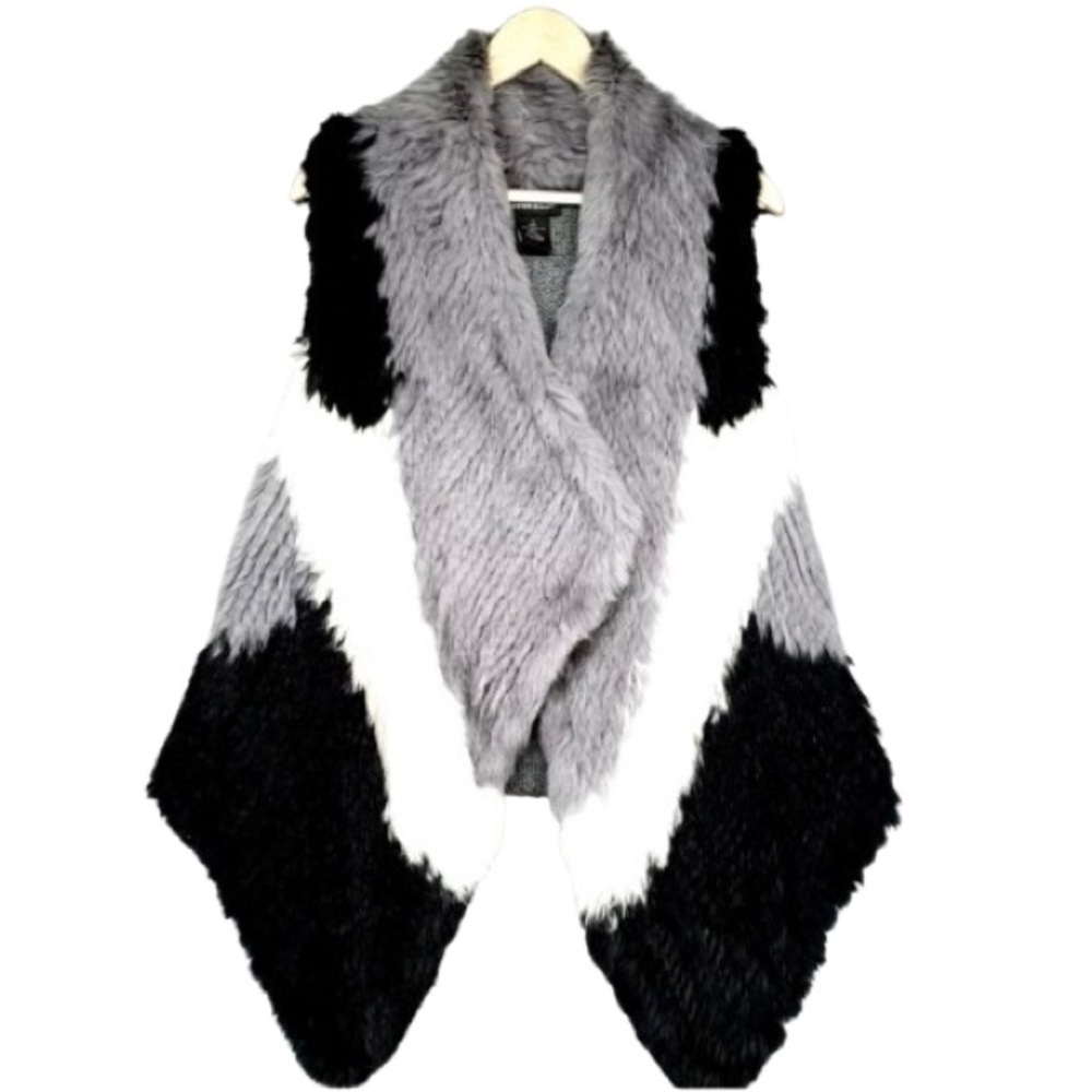 🌈 SUTTON STUDIO Sweater Vest 100% Rabbit Fur Wool Cashmere Open Front Y2K
